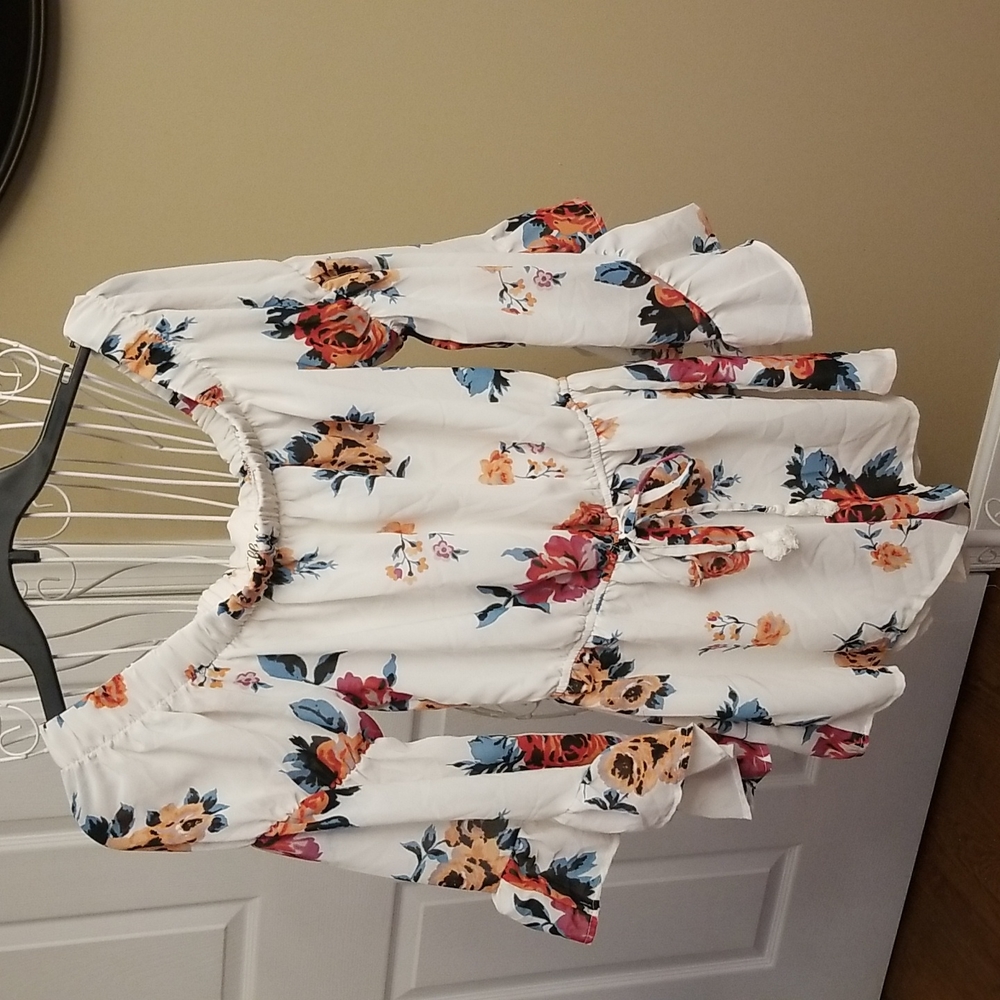 Hint of Blush floral pattern romper